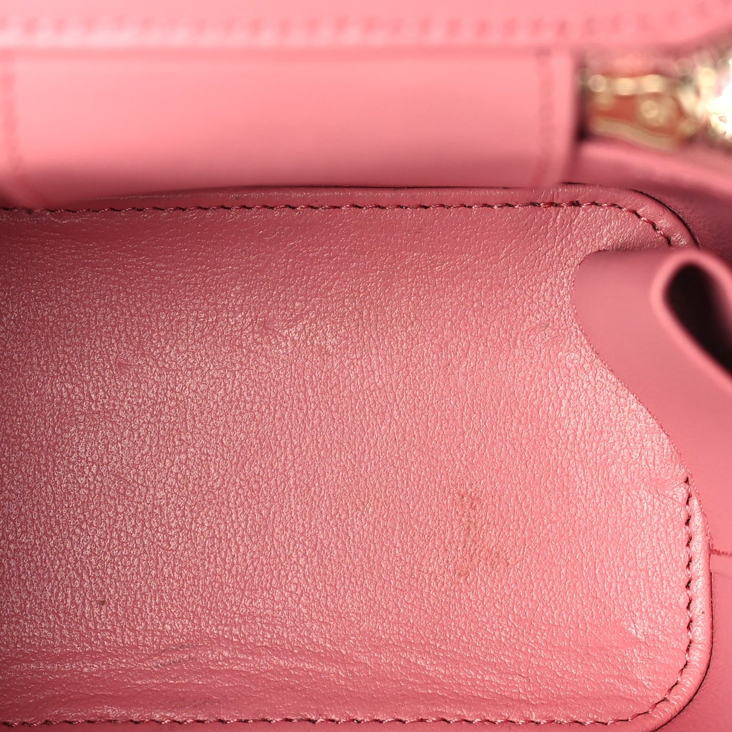 Lambskin Quilted Top Handle Mini Vanity Case With Chain Pink