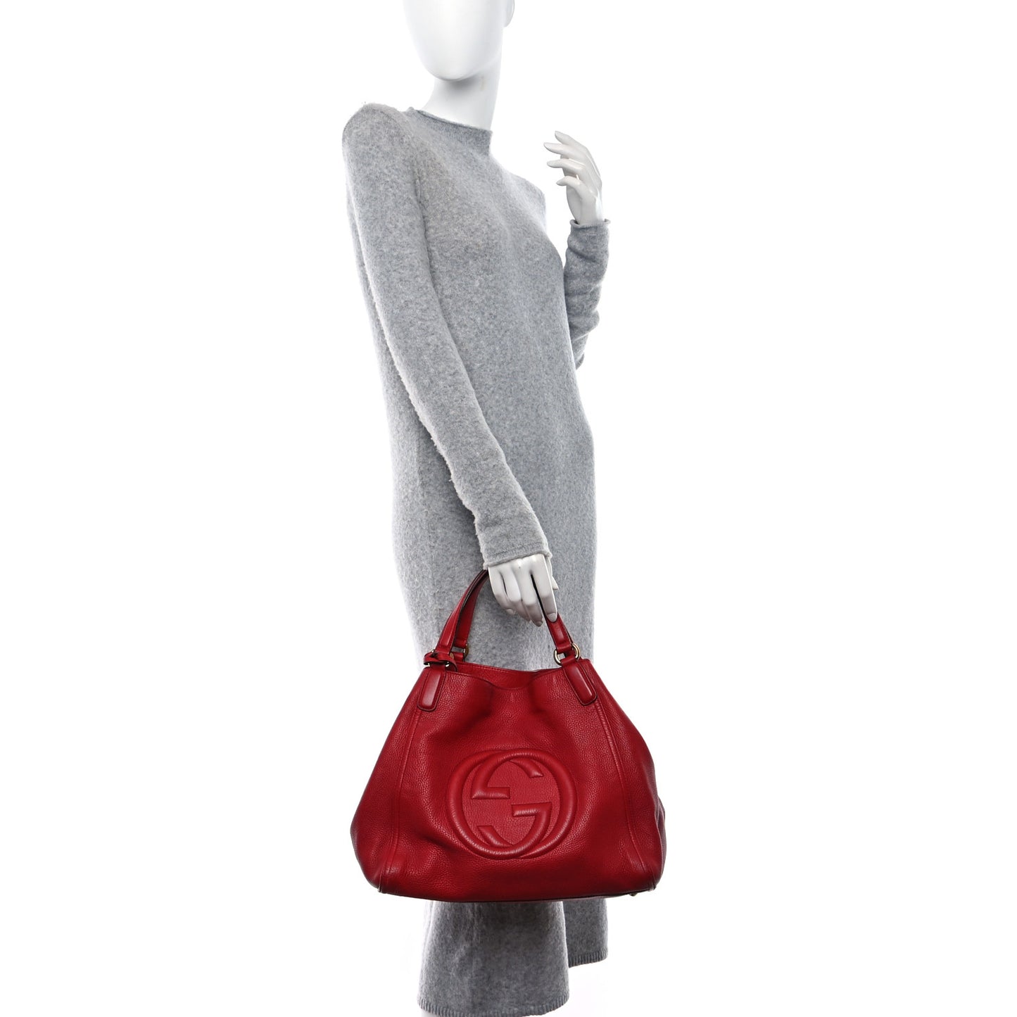 Pebbled Calfskin Medium Soho Shoulder Bag Tabasco Red