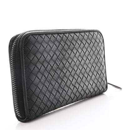 Bottega Veneta Nappa Intrecciato Dot Zip Around Wallet Black Grey 2 of 7