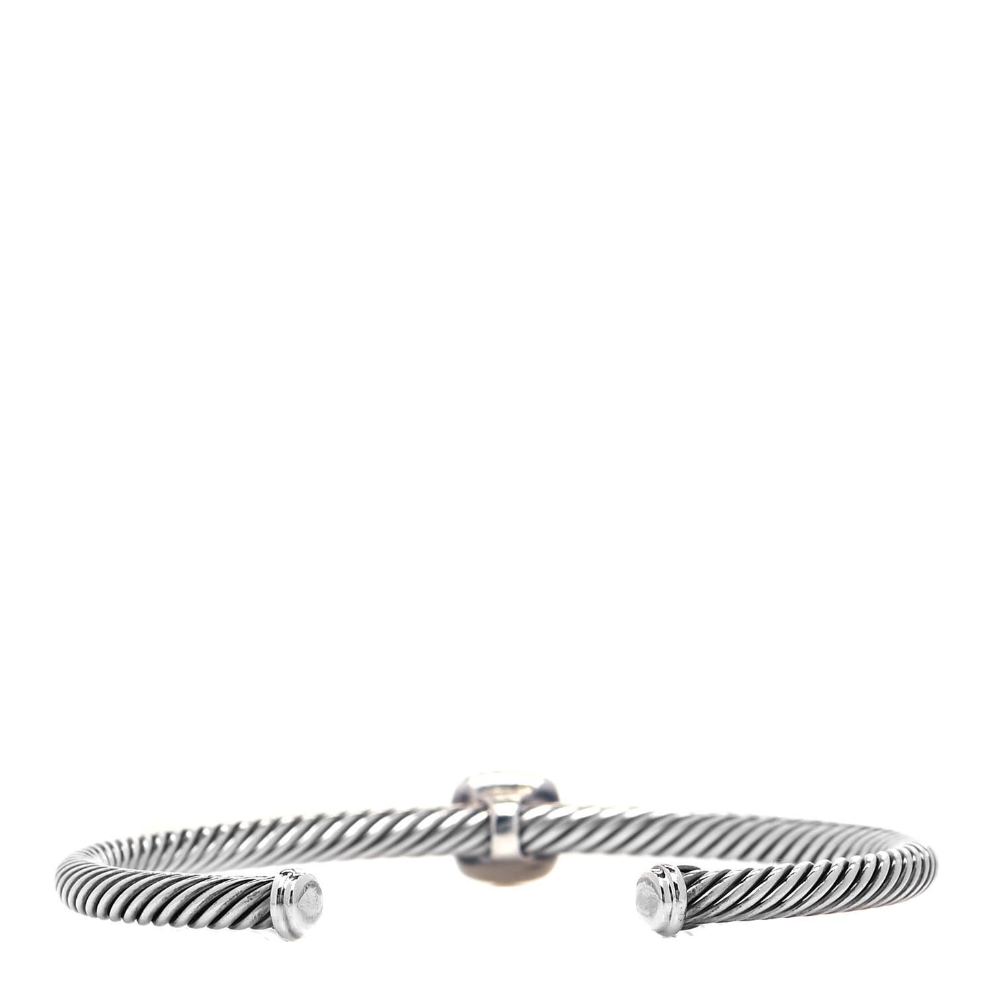 Sterling Silver 18K Gold Blue Topaz 4mm Cable Classics Station Bracelet