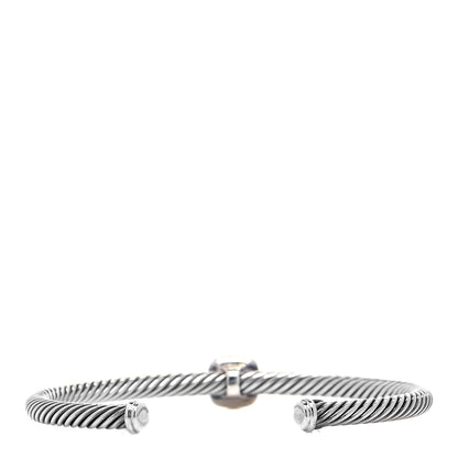 David Yurman Sterling Silver 18K Gold Blue Topaz 4mm Cable Classics Station Bracelet 3 of 4