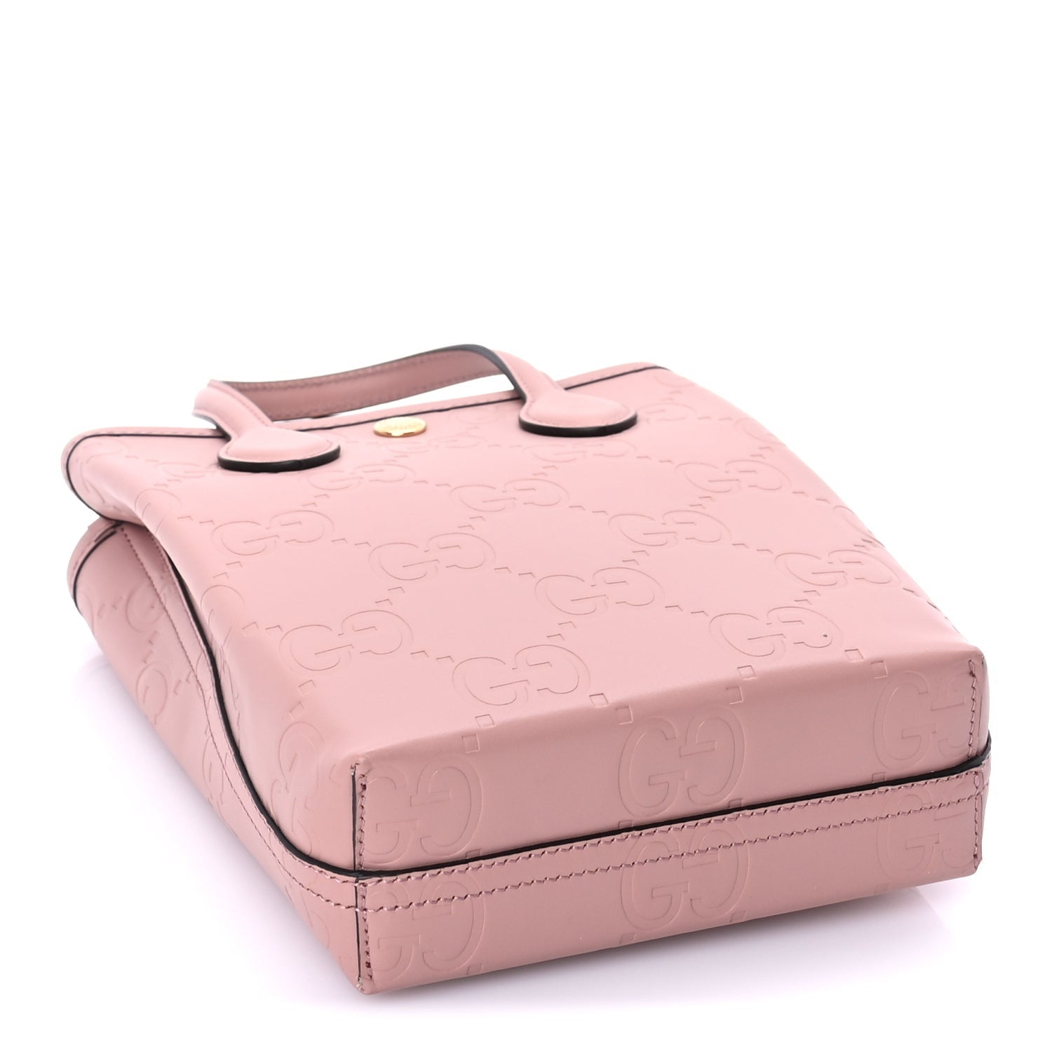 Gucci Gilbert Calfskin Jumbo GG Embossed Super Mini Tote Bag Porcelain Rose 3 of 7