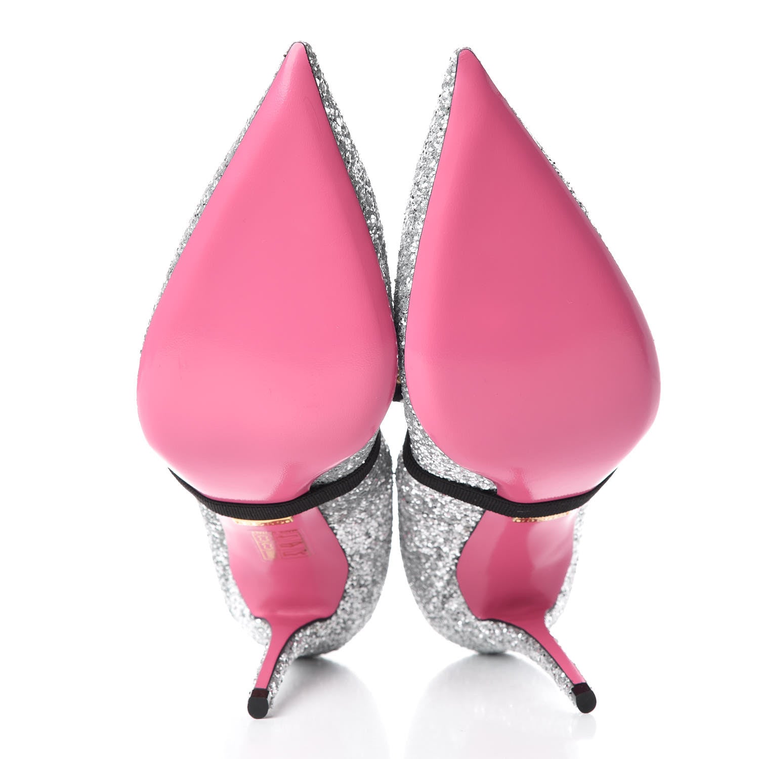 Gucci Nappa Silk Crystal Removable Heart Pumps 40 Argento 5 of 8
