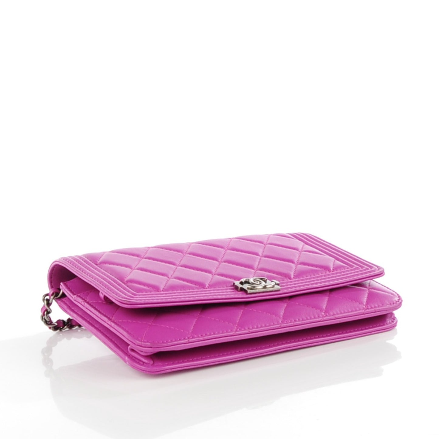 Lambskin Quilted Boy Wallet On Chain WOC Purple