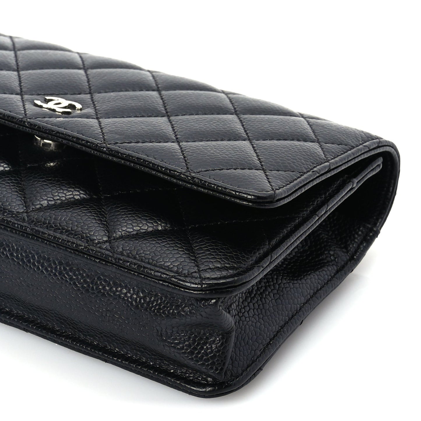 Caviar Quilted Wallet On Chain WOC  Black