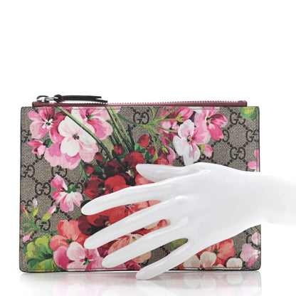 Gucci GG Supreme Monogram Blooms Small Zip Pouch Beige Multicolor Dry Rose 2 of 5