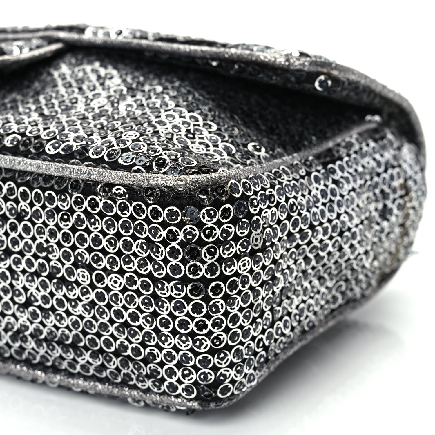 Chanel Sequin Medium Single Flap Dark Silver 10 of 17