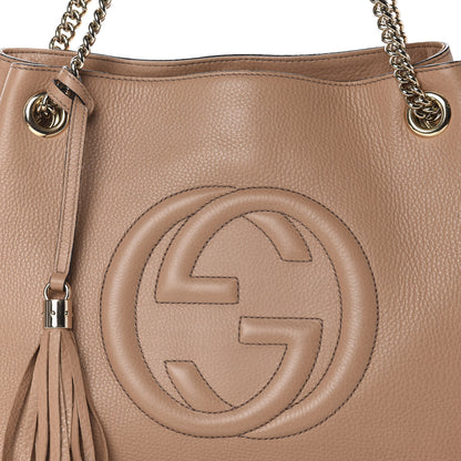 Gucci Pebbled Calfskin Medium Soho Chain Shoulder Bag Rose Beige 11 of 11