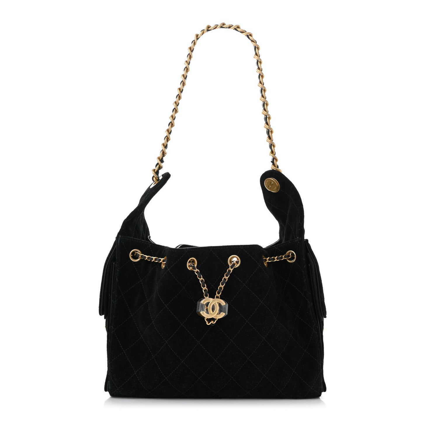 Suede Quilted Small Chanel 25 Handbag Black