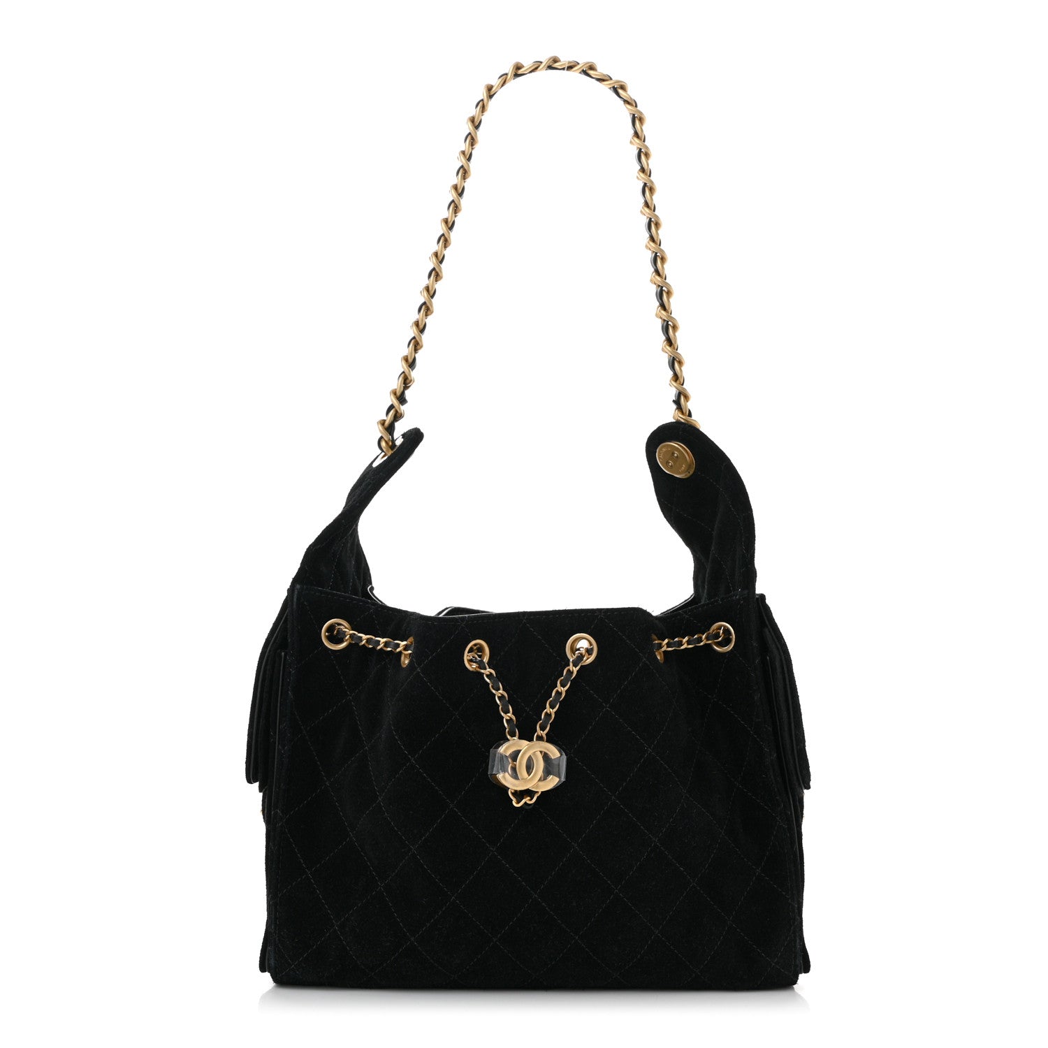 Chanel Suede Quilted Small Chanel 25 Handbag Black 1 of 10