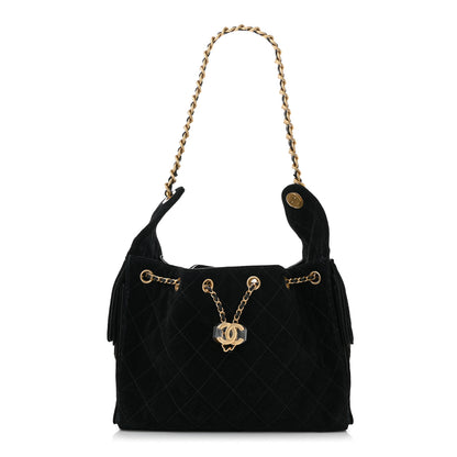Chanel Suede Quilted Small Chanel 25 Handbag Black 1 of 10