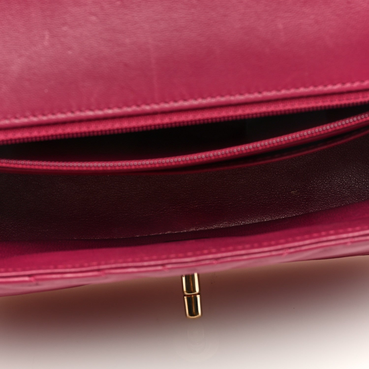 Chanel Lambskin Chevron Quilted Mini Rectangular Flap Dark Pink 5 of 10