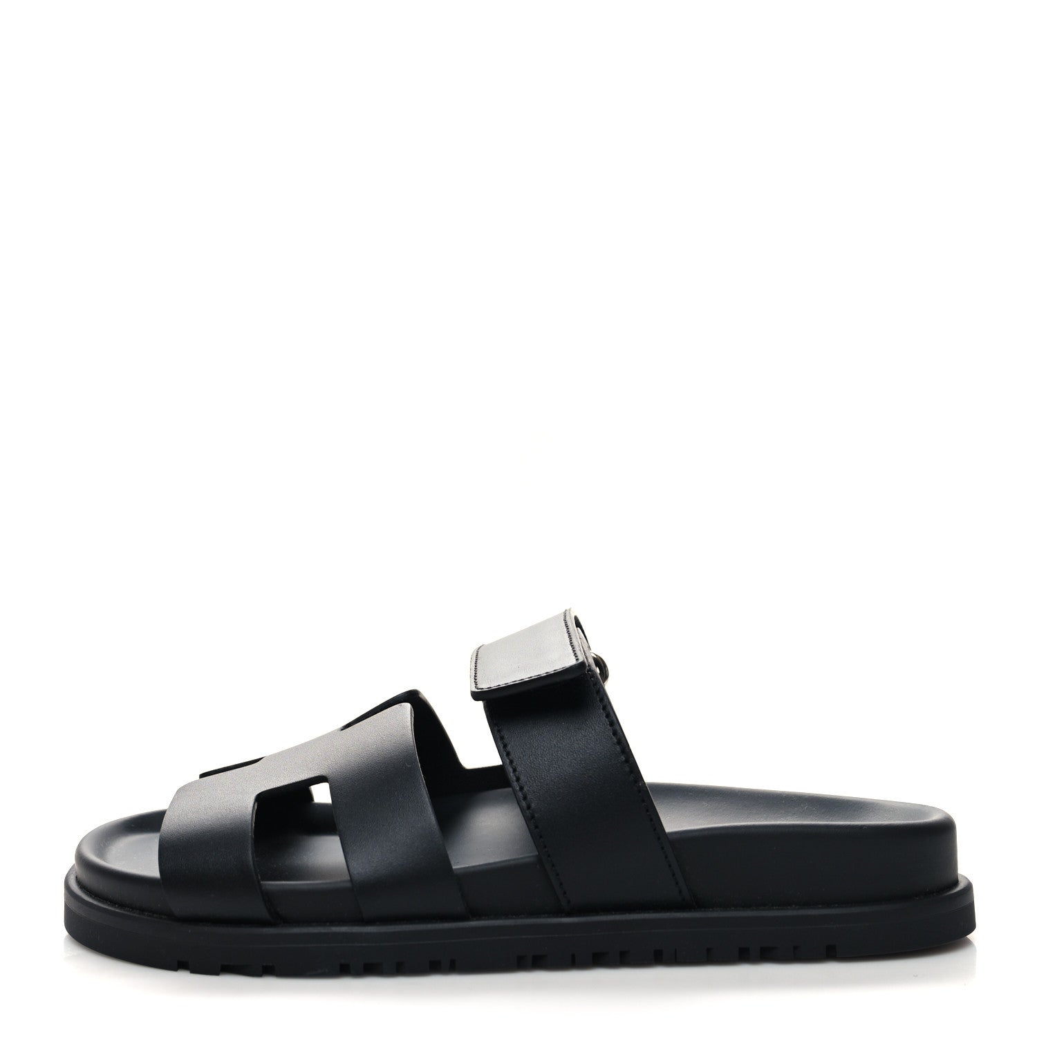 Hermes Calfskin Womens Chypre Sandals 35 Black 1 of 9