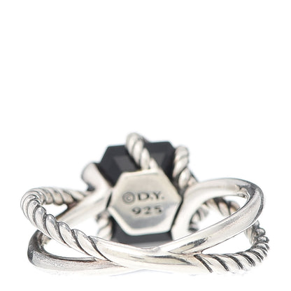 David Yurman Sterling Silver Diamond Black Onyx 10mm Cable Wrap Ring 57 8 4 of 6