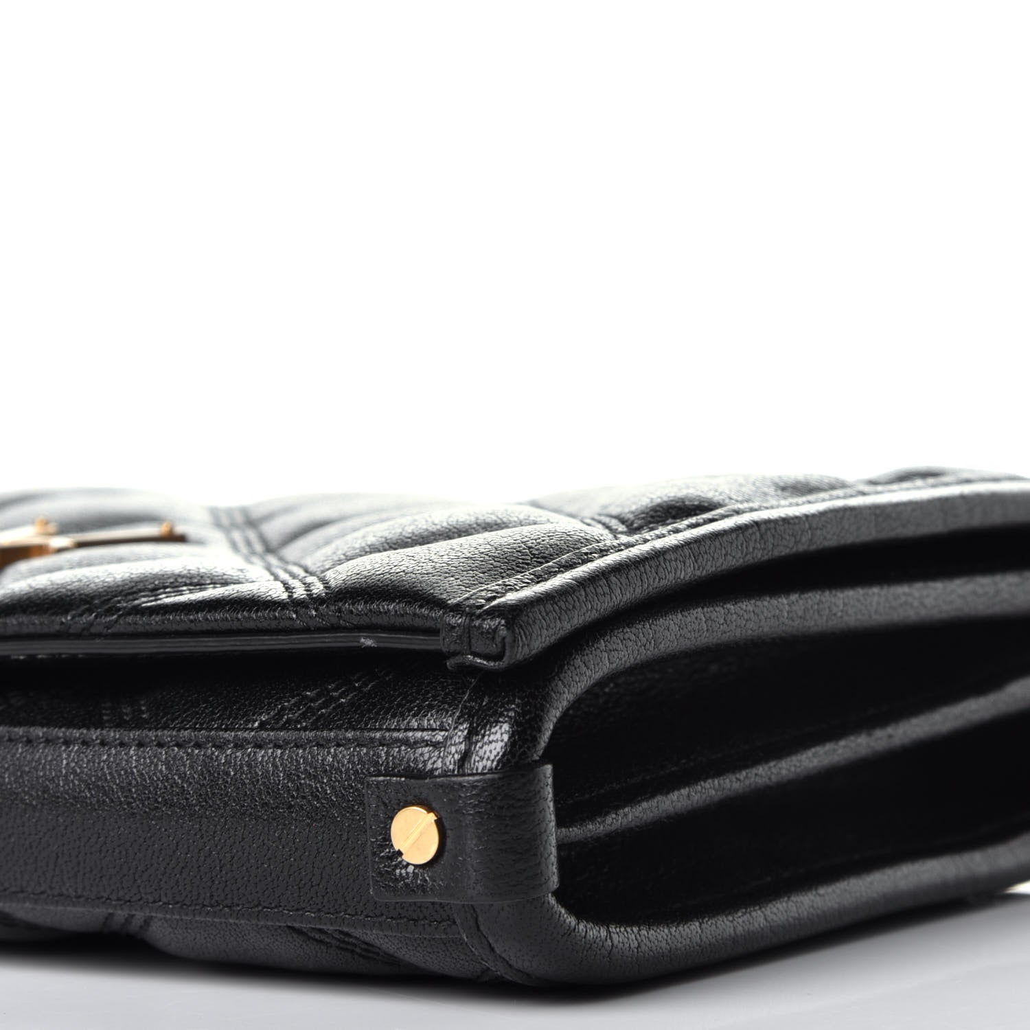 Saint Laurent Lambskin Diamond Quilted Becky Chain Wallet Black 8 of 9