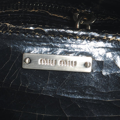 Miu Miu Leather Craquele Handbag Black 7 of 8