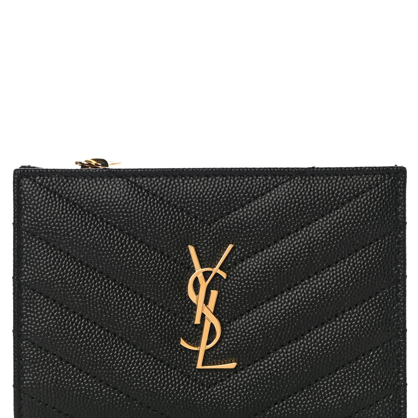 Grain De Poudre Matelasse Chevron Monogram Zipped Two-Part Wallet Black