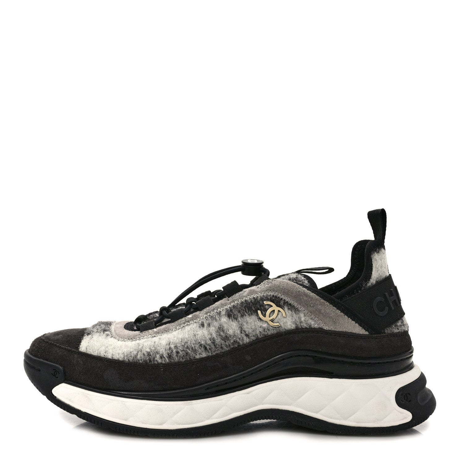 Chanel Fabric Suede Calfskin CC Sneakers 39.5 Gray 1 of 9