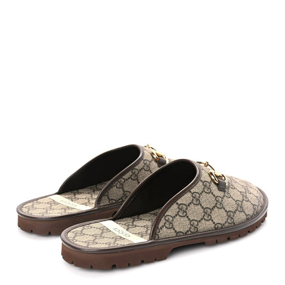 Gucci GG Supreme Monogram Granada Kid Mens Horsebit Lug Sole Mules 9.5 Beige Ebony New Acero 4 of 8