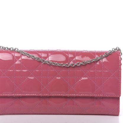 Christian Dior Patent Cannage Rendezvous Chain Wallet Pink 10 of 12