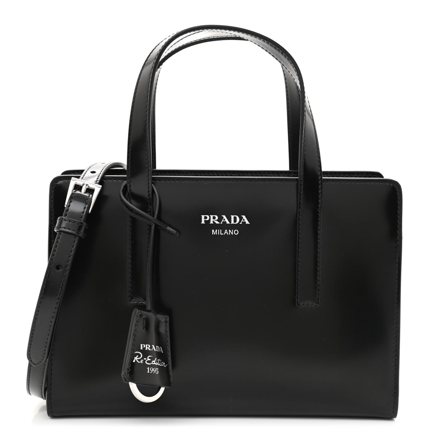 Spazzolato Mini Re-Edition 1995 Double Handle Handbag Black