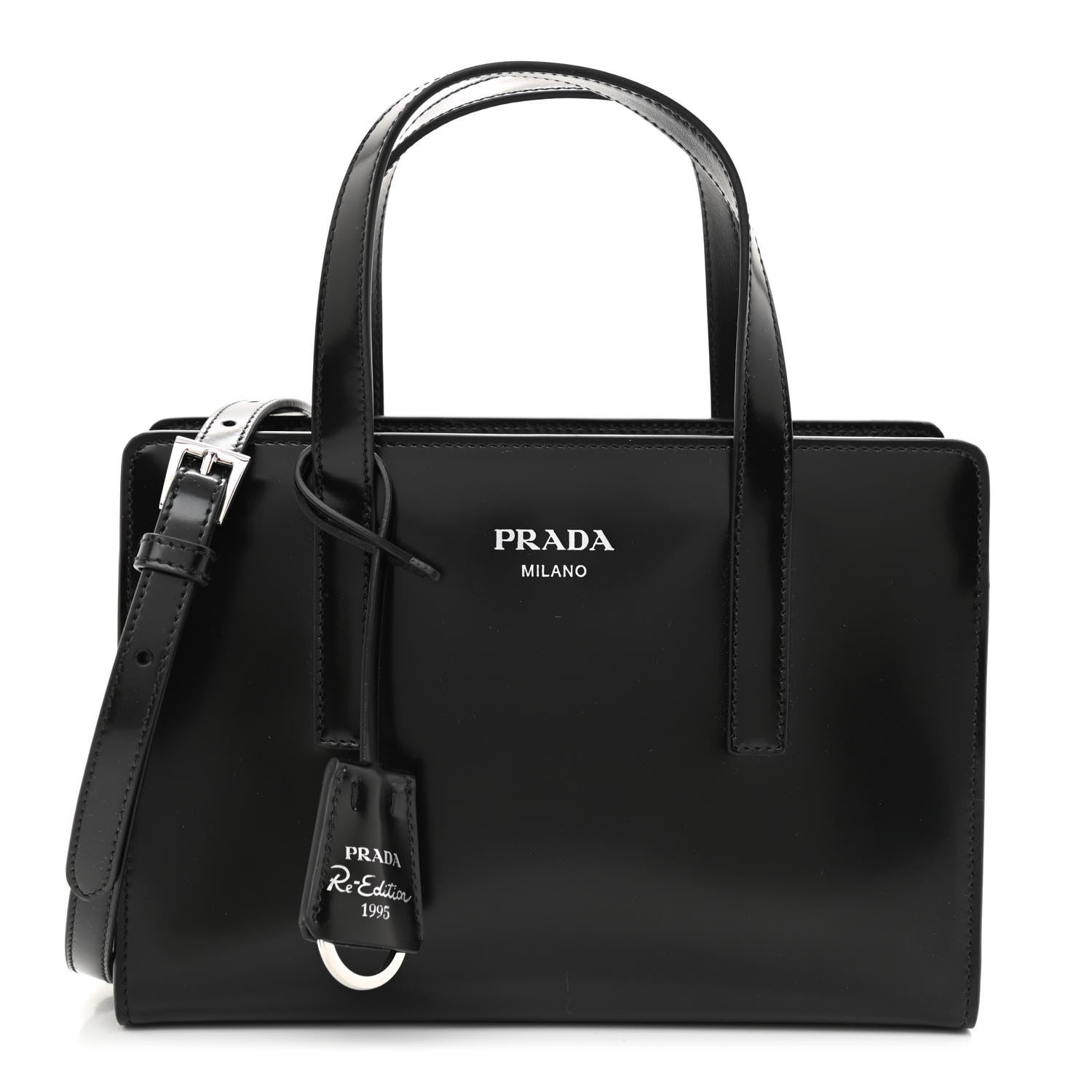 Prada Spazzolato Mini Re-Edition 1995 Double Handle Handbag Black 1 of 8