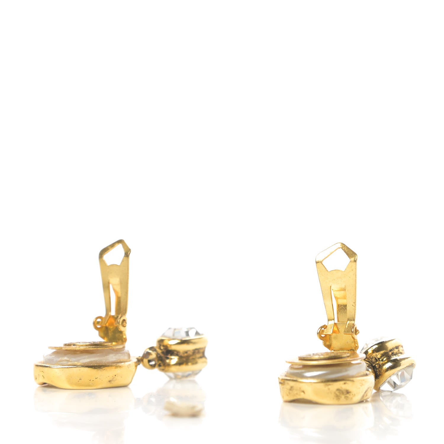 Chanel Pearl Crystal Drop Clip On Earrings 3 of 6