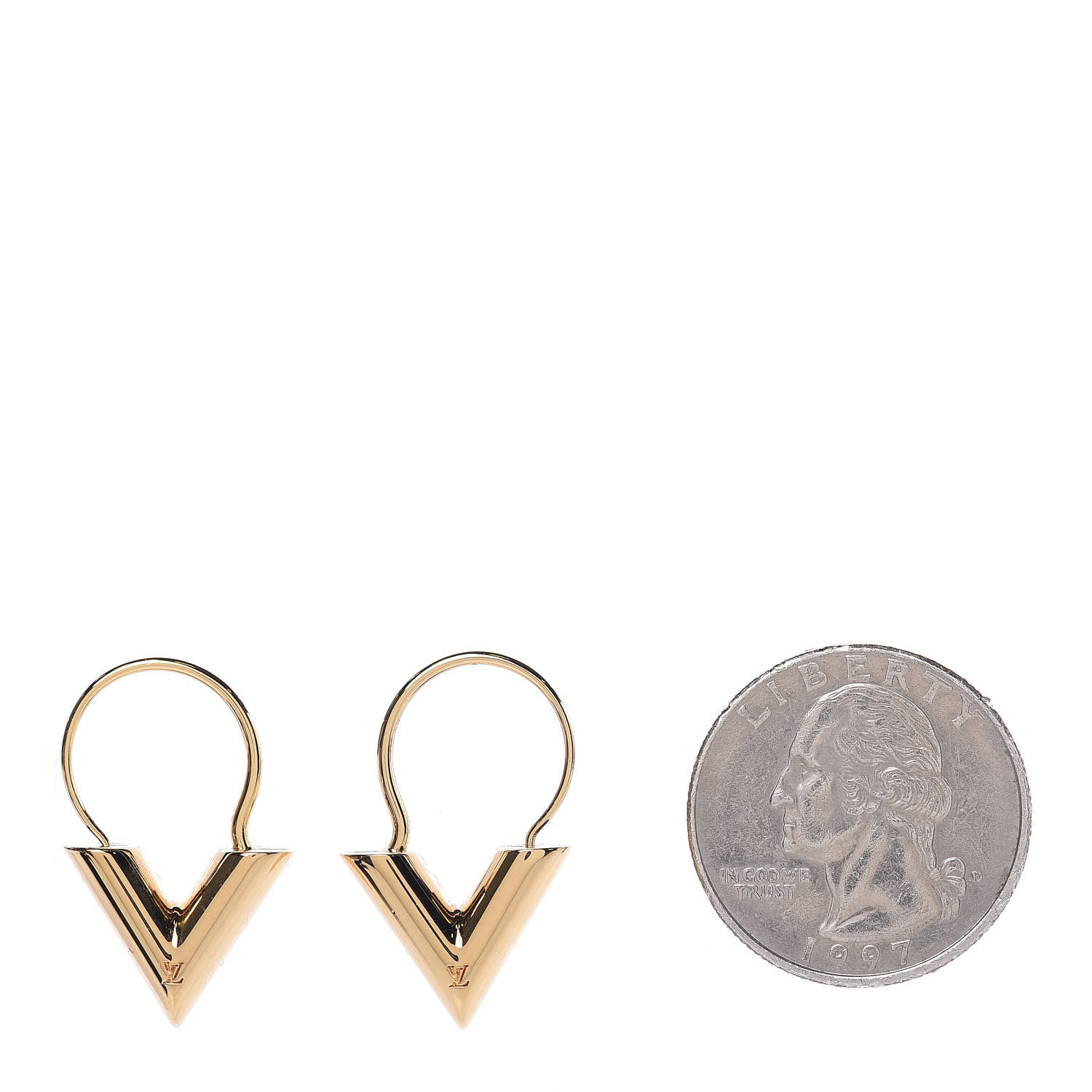 Louis Vuitton Brass Essential V Hoop Earrings Gold 3 of 8