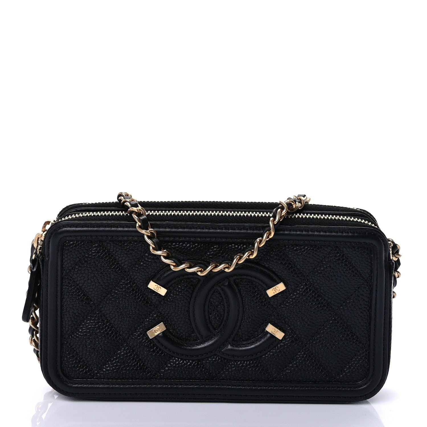 Chanel Caviar Quilted CC Filigree Clutch With Chain Black 1 of 8