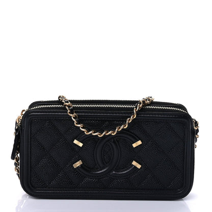 Chanel Caviar Quilted CC Filigree Clutch With Chain Black 1 of 8
