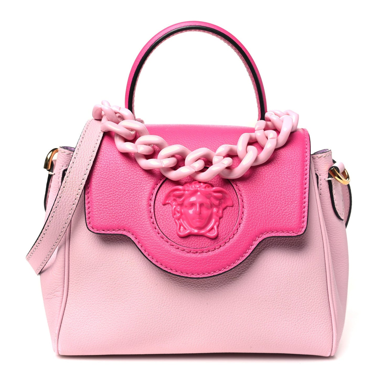 Calfskin Medusa Small Top Handle Handbag Fuxia Light Pink