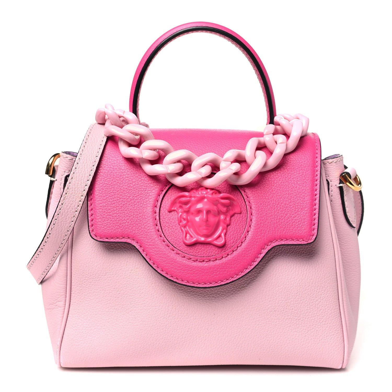 Versace Calfskin Medusa Small Top Handle Handbag Fuxia Light Pink 1 of 7