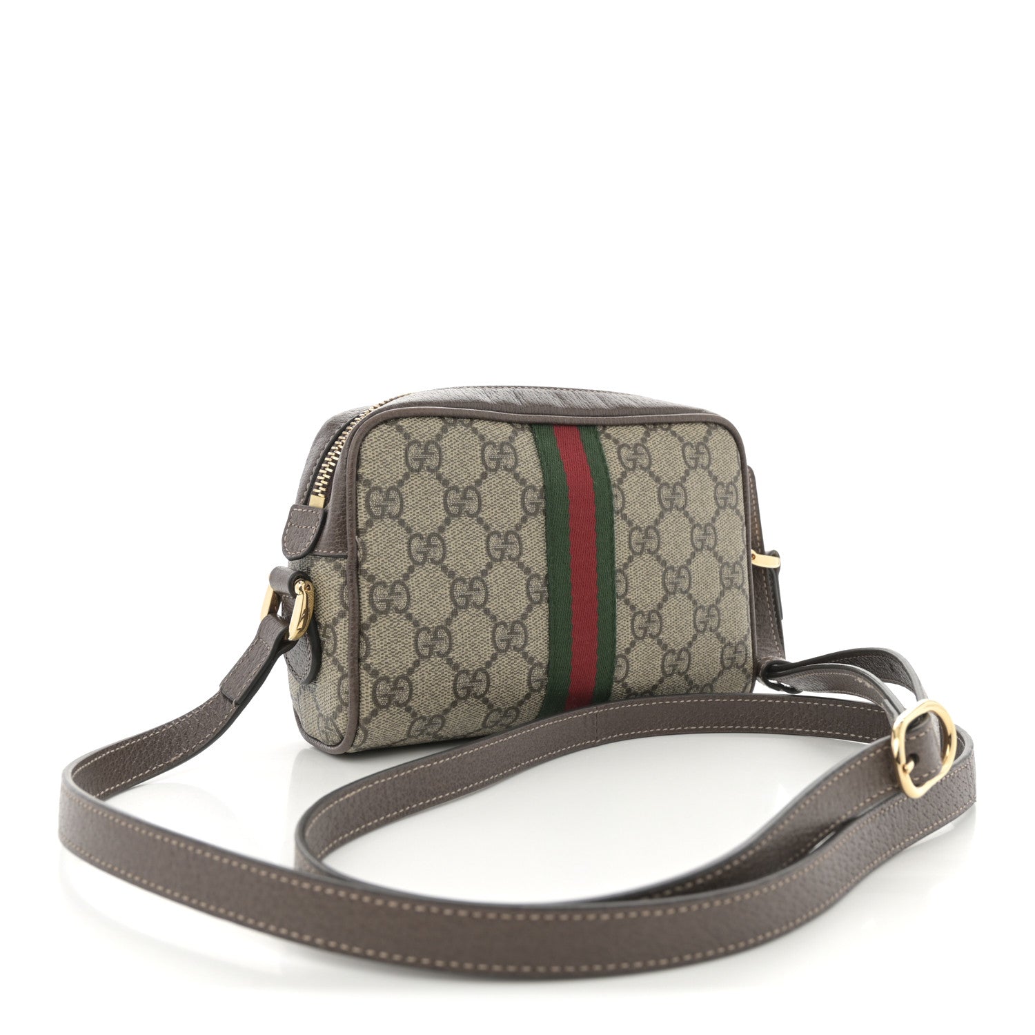 Gucci GG Supreme Monogram Web Mini Ophidia Shoulder Bag Brown 3 of 11