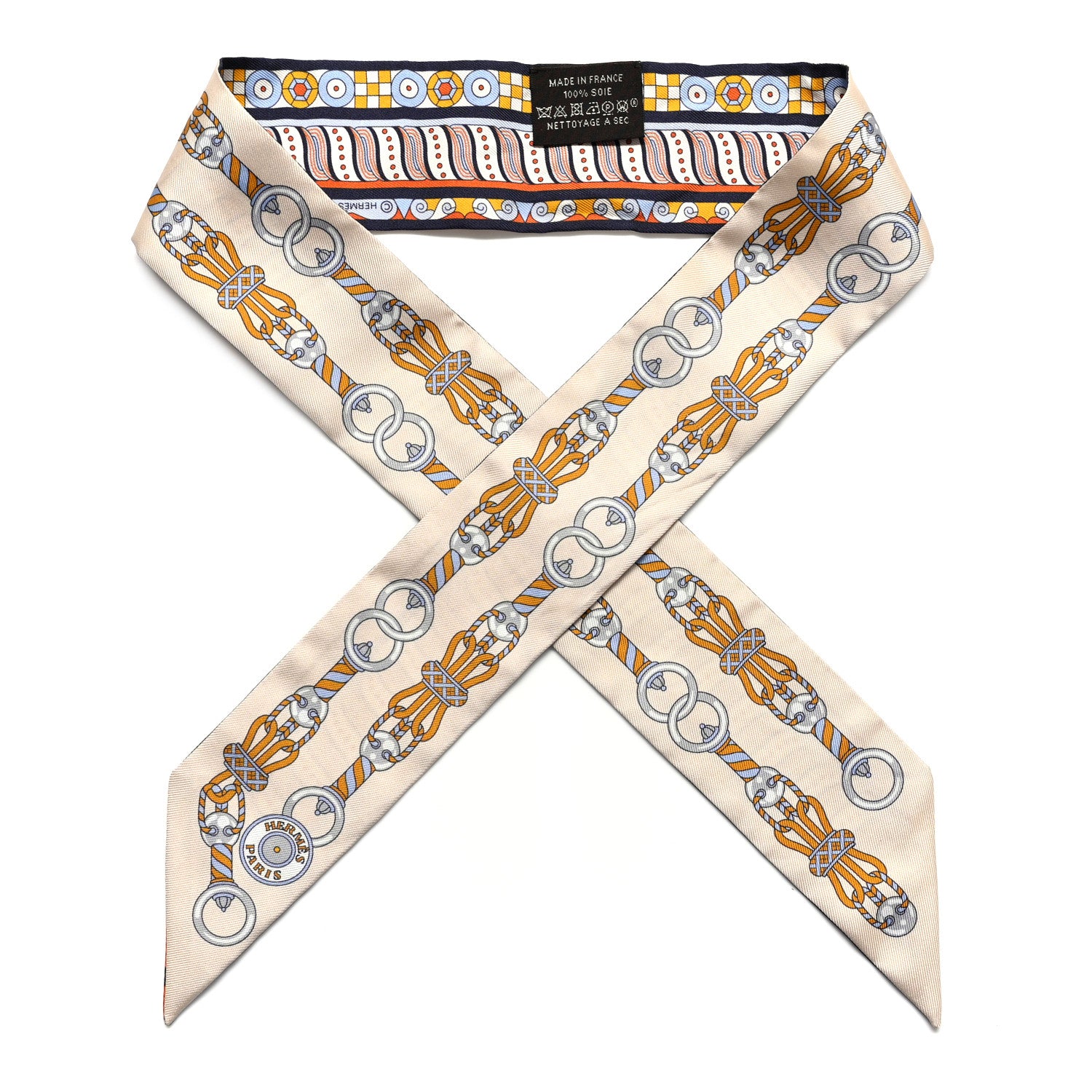 Hermes Silk Harnais En Rosace Twilly Creme Ciel Ocre 1 of 5