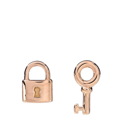 Tiffany 18K Rose Gold Mini Key and Lock Earrings 1 of 4