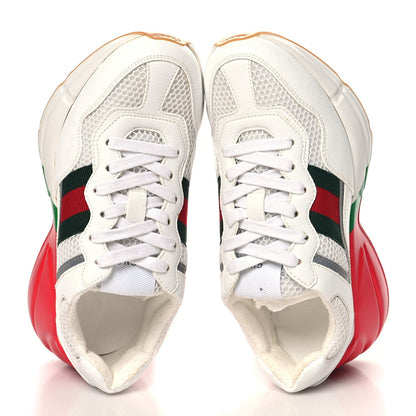 Gucci Lavaredo Eco Fabric Mesh Web Womens Rhyton Reflective Sneakers 35.5 Great White Green Red Silver 2 of 7