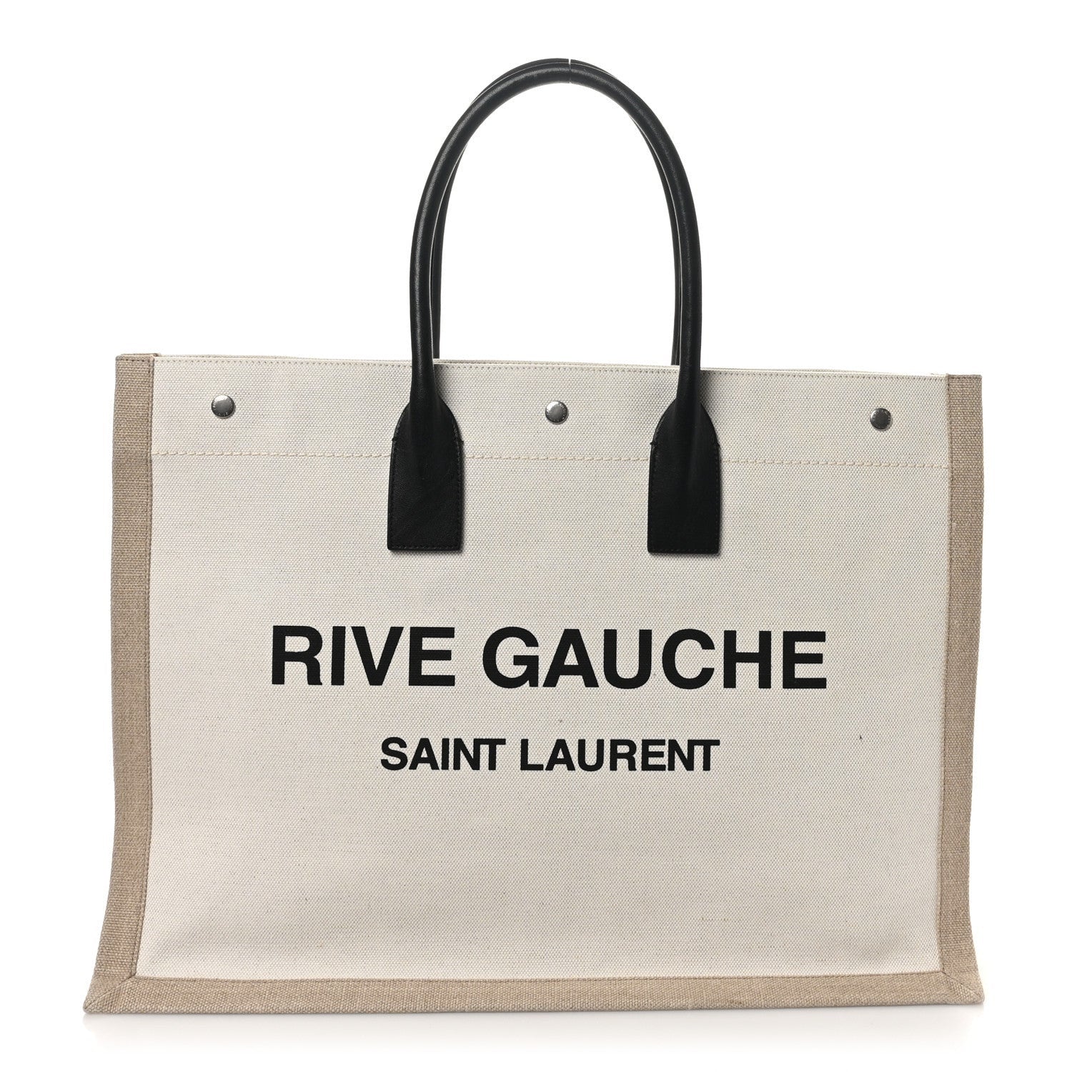 Saint Laurent Linen Calfskin Rive Gauche Tote Greggio Natural 1 of 7