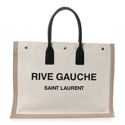 Saint Laurent Linen Calfskin Rive Gauche Tote Greggio Natural 1 of 7