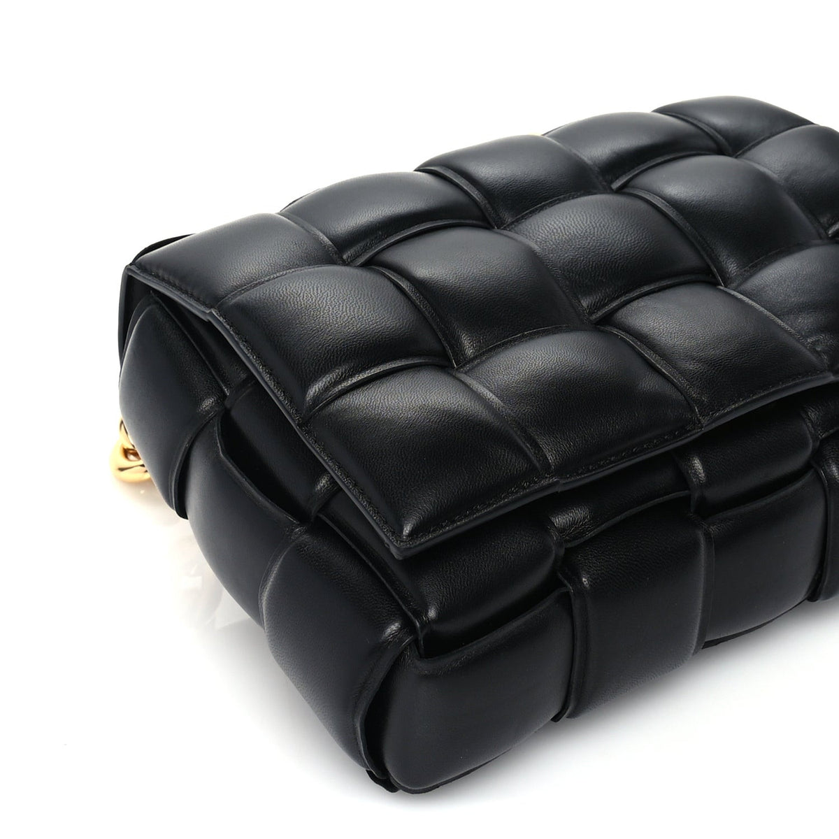 Lambskin Maxi Intreccio Padded Chain Cassette Crossbody Bag Black