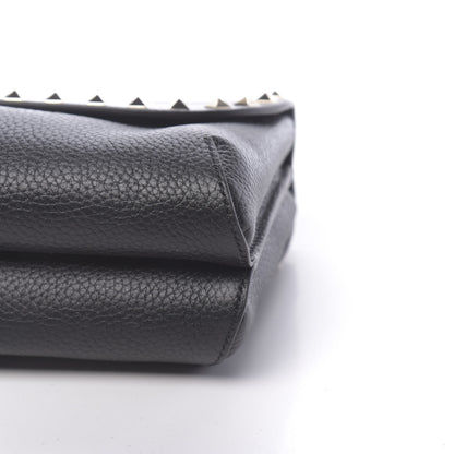 Valentino Garavani Pebbled Calfskin Rockstud Pouch On Chain Black 10 of 10