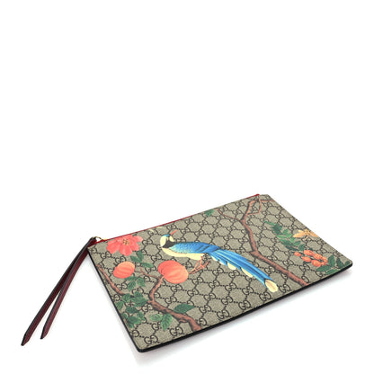 Gucci GG Supreme Monogram Tian Large Zip Pouch Beige Multicolor Red 5 of 7