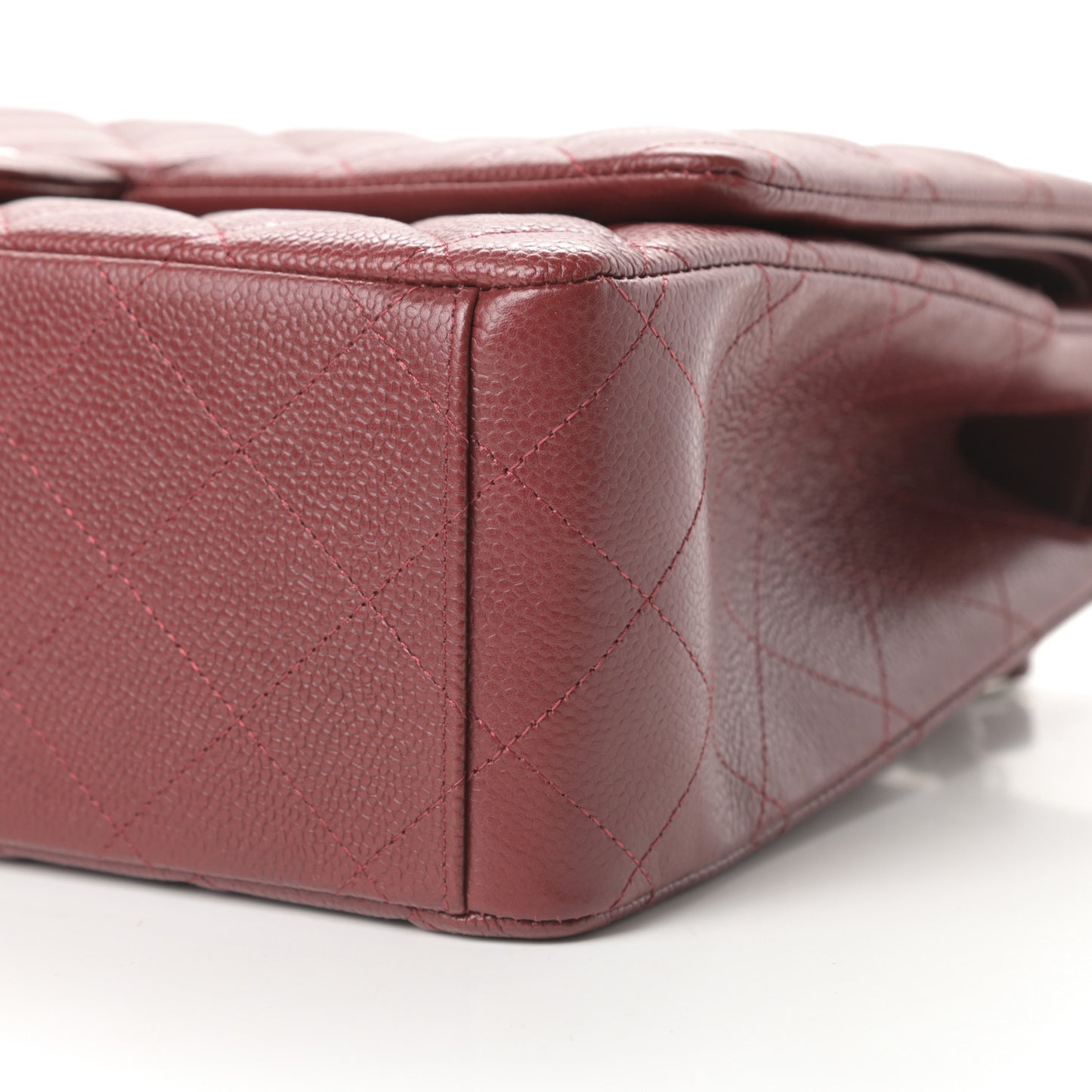 Caviar Quilted Maxi Double Flap Dark Red