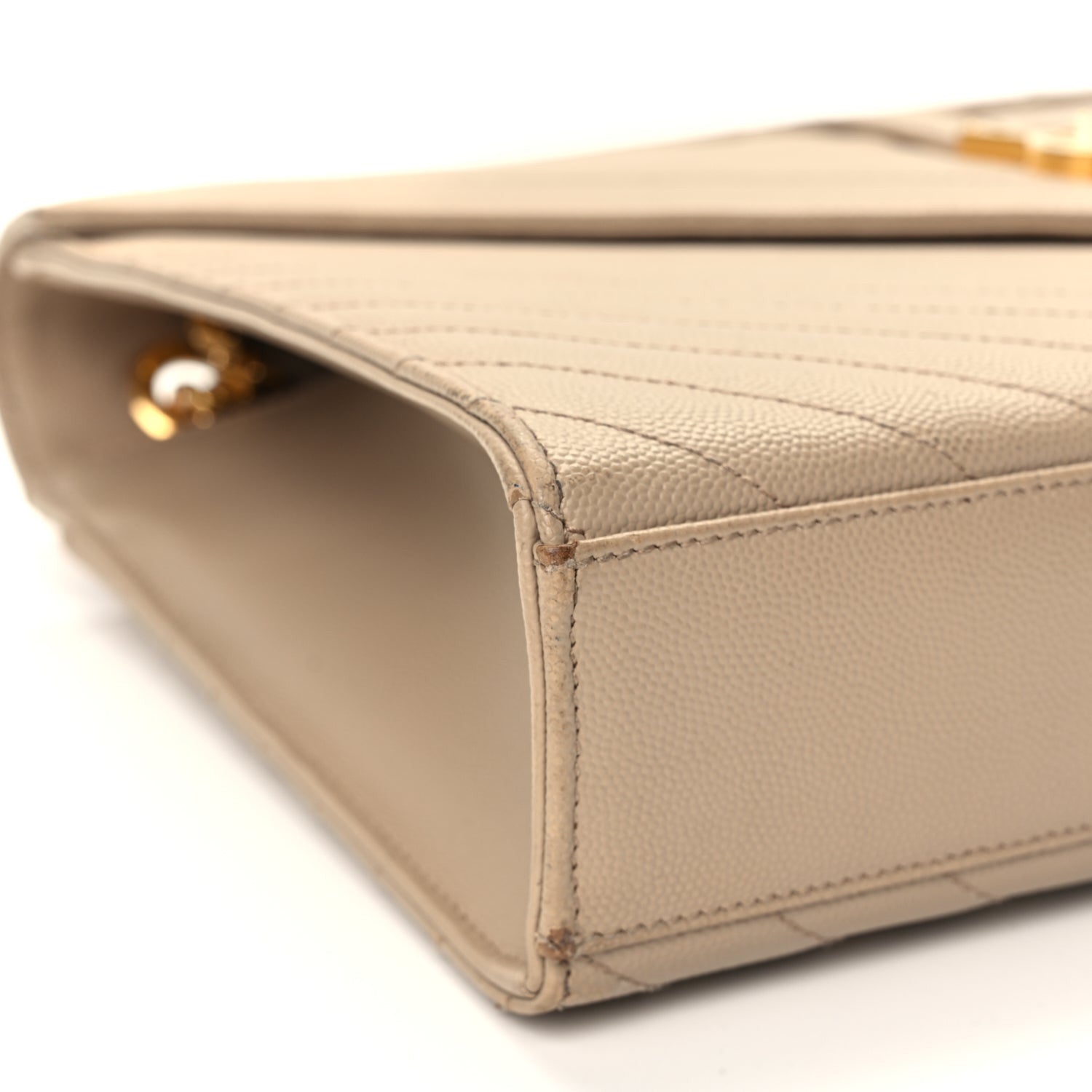 Saint Laurent Grain De Poudre Matelasse Chevron Large Monogram Satchel Dark Beige 8 of 11