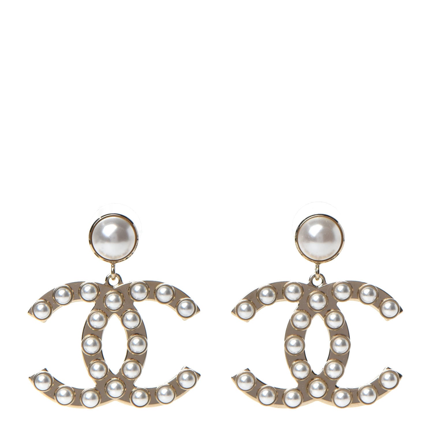 Chanel Pearl CC Drop Earrings Gold 1 of 5