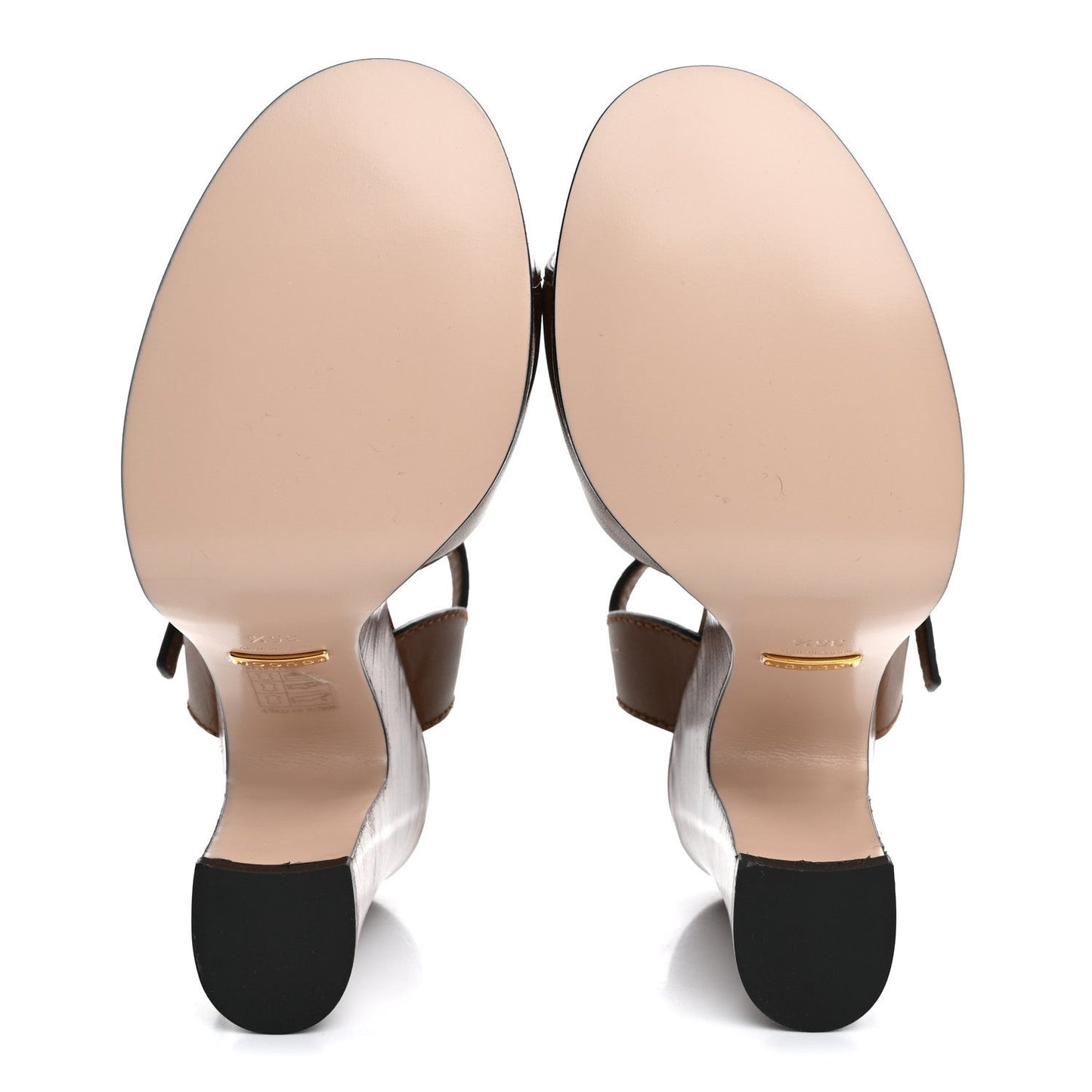 Cosmos Softy Calfskin Wooden InterLocking G Cut-Out 30/120mm Platform Sandals 35.5 Cuir