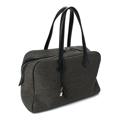 Hermes Toile Taurillon Clemence Victoria II 35 Black 2 of 9