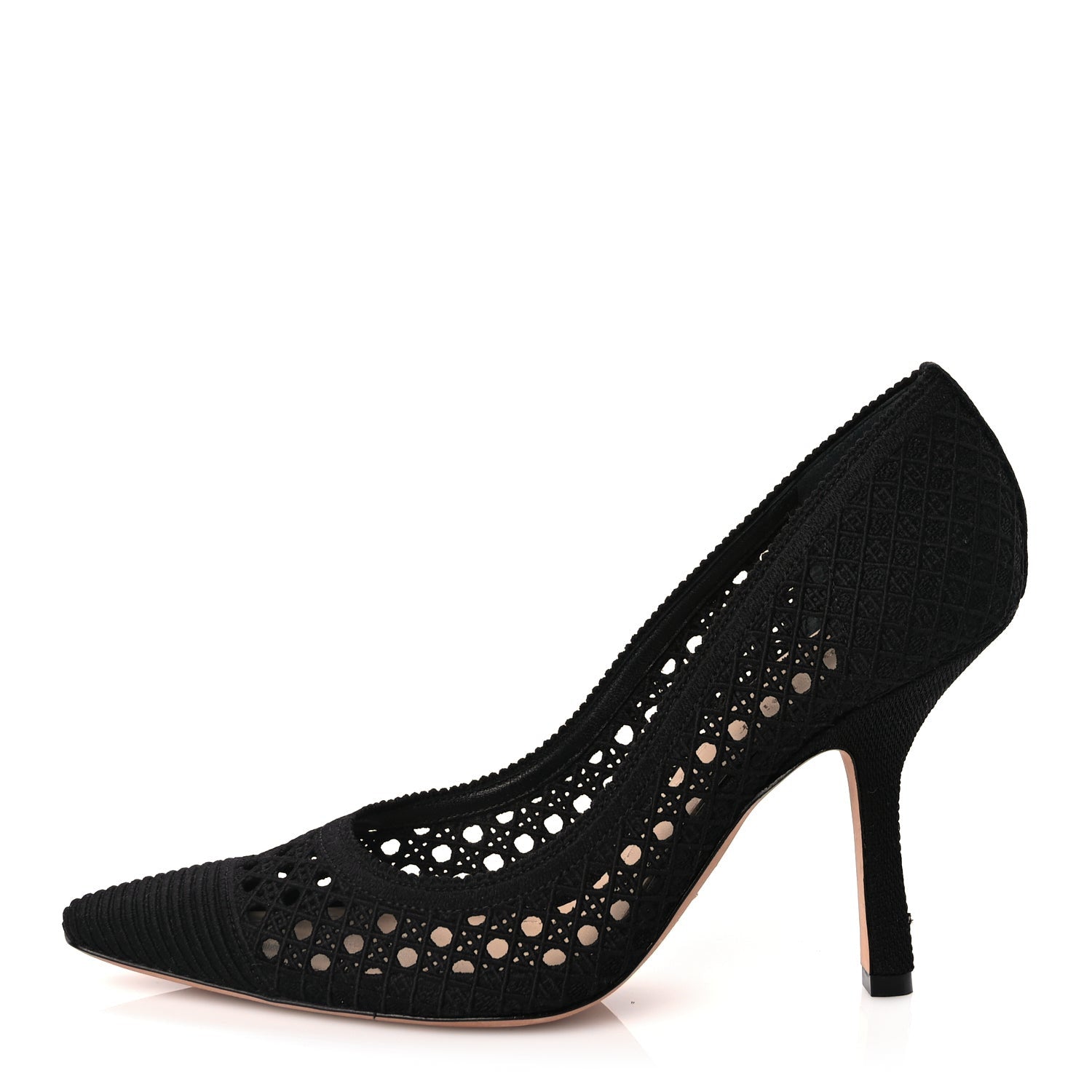 Christian Dior Mesh Cotton Cannage Dior Capture 100mm Pumps 39 Black 1 of 7