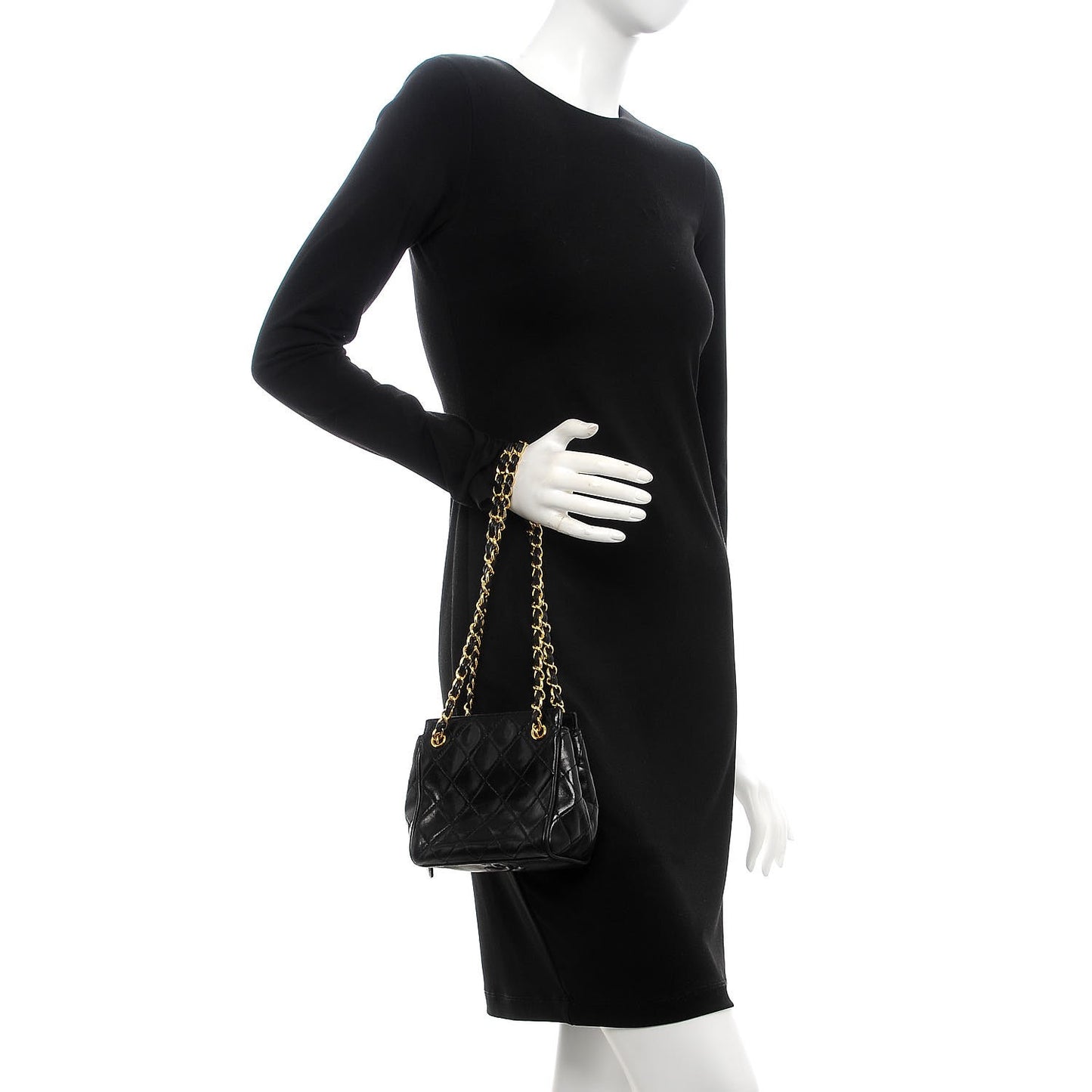 Lambskin Quilted Small Shoulder Bag Black