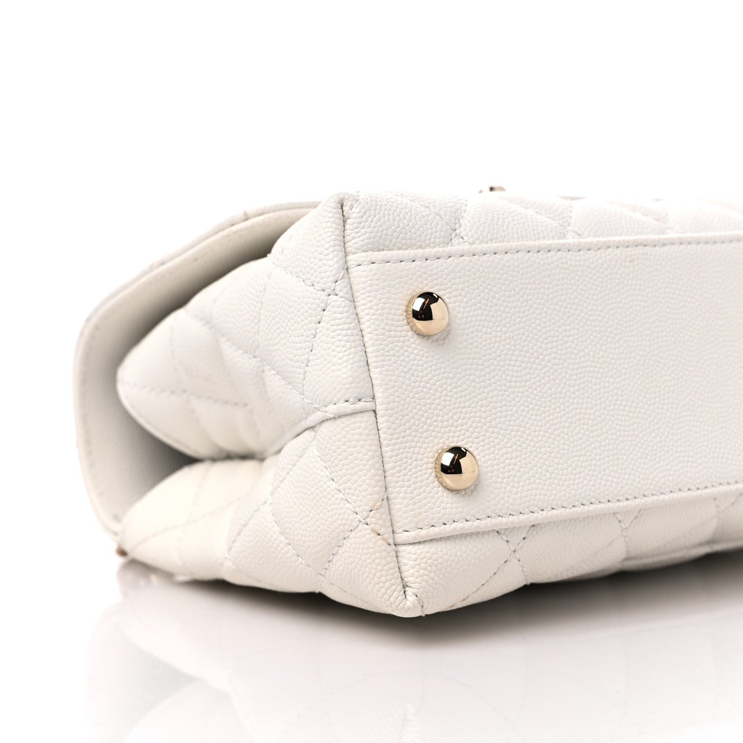 Caviar Quilted Mini Coco Handle Flap White