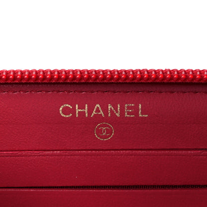 Chanel Lambskin Quilted Small Boy Zip Around Wallet Red 6 of 9